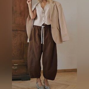 Casual Brown Women's Barrel Pants